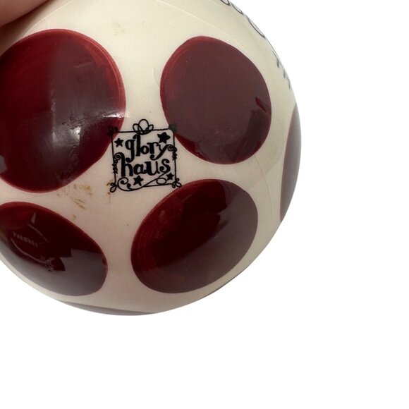 Mississippi State Bulldog Ornament Maroon White Ceramic Christmas Ball Decor - Picture 4 of 10